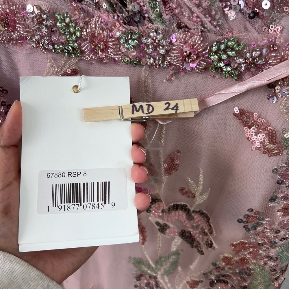 NEW $598 MAC DUGGAL 67880 FLORAL EMBELLISHED SHORT SLEEVE GOWN SIZE 8 - Picture 12 of 17